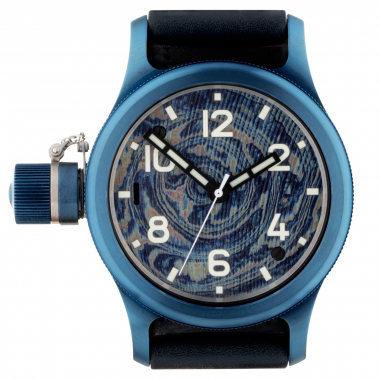 Часы АГАТ 195 Титан синий 46 мм циферблат Титановый Дамаск