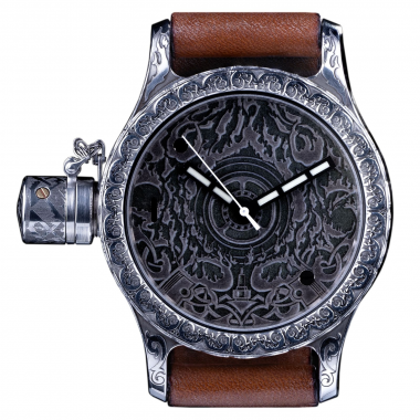 Часы АГАТ Байкер 46 мм с кожаным ремешком